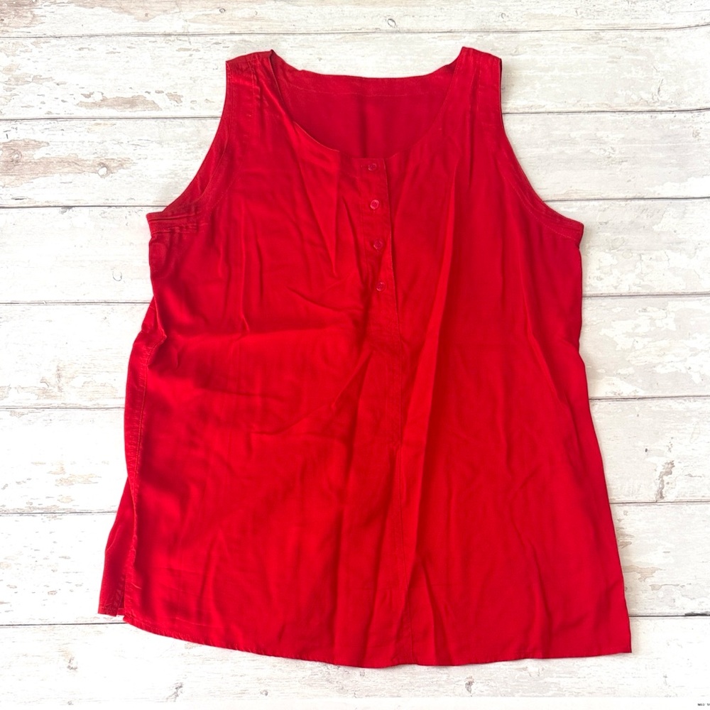 Women’s M Red Sleeveless Henley Tank Top Shirt Partners by Mervyns Size Medium